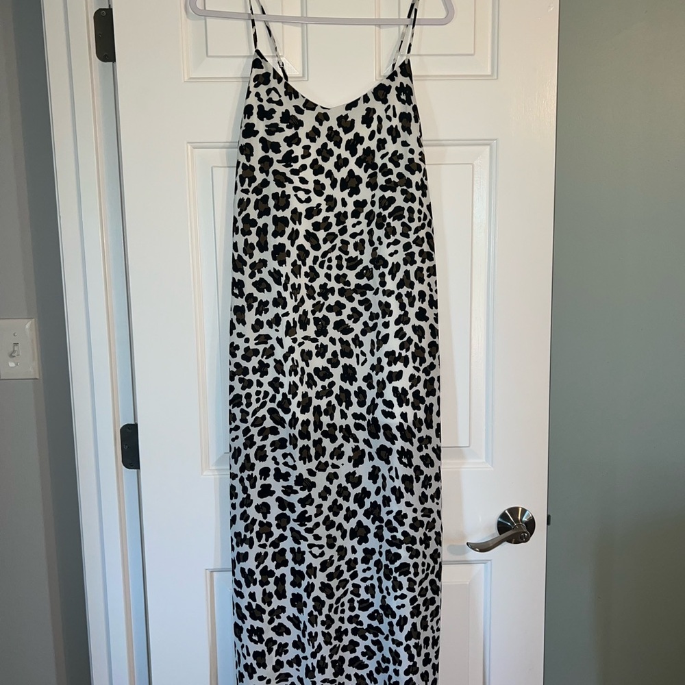Pink Lily strappy cheetah maxi dress with side slit